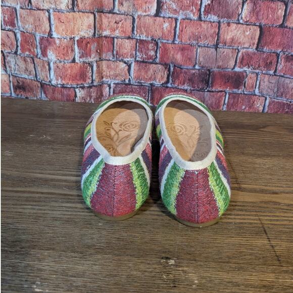 New Born Ballerina Flats Shoes Abbee Colorful Linen Colorful Stripe - Picture 6 of 7